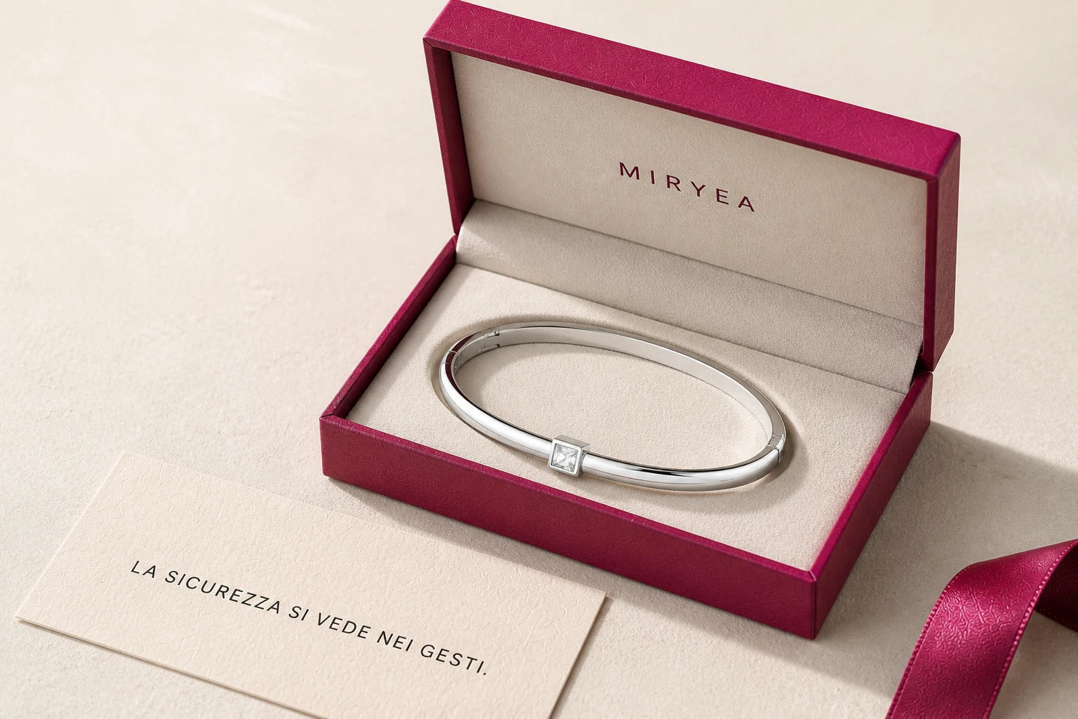 Cofanetto MIRYEA per bracciali con Bracciale Asse e biglietto La sicurezza si vede nei gesti